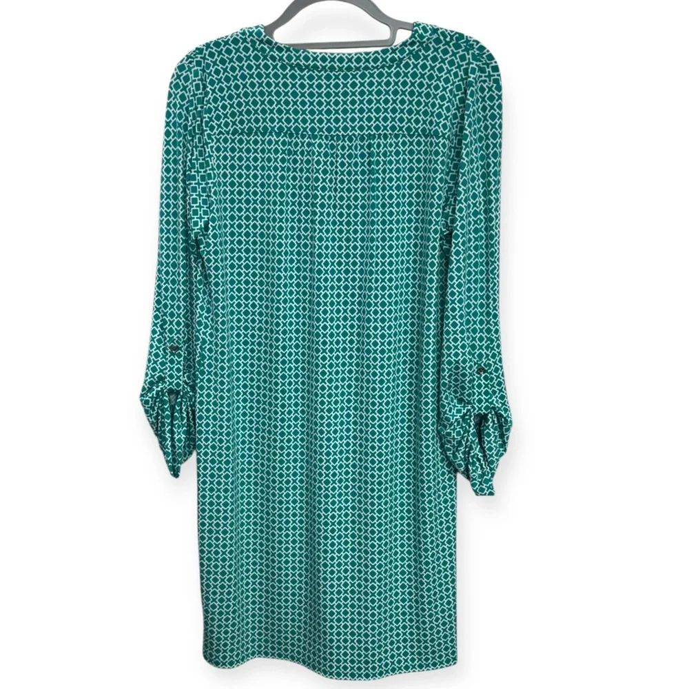 Michael‎ Kors Women’s Teal Geometric Long Sleeve Dress Size M *235